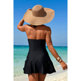 Halter Neck Twisted Tie Knot Front Dress Swimsuit - MVTFASHION.COM