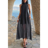 Halter Polka Dot Back Knot Tulle Dress - MVTFASHION.COM