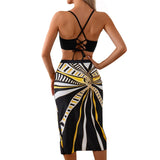 Halter Two Pieces Cross Back Knot Wrap Swimsuit - MVTFASHION.COM