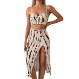 Halter Two Pieces Cross Back Knot Wrap Swimsuit - MVTFASHION.COM