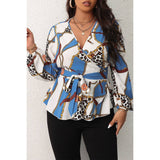 Heart Print Cross Knot Belt Fit Wrap Top - MVTFASHION.COM