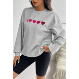 Heart Print Dropped Shoulder Loose Fit Sweatshirt - MVTFASHION.COM