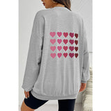 Heart Print Dropped Shoulder Loose Fit Sweatshirt - MVTFASHION.COM