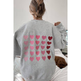 Heart Print Dropped Shoulder Loose Fit Sweatshirt - MVTFASHION.COM