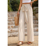 High Waist Knot Elastic Solid Pant - MVTFASHION.COM