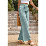 High Waist Knot Elastic Solid Pant - MVTFASHION.COM