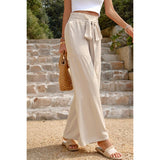 High Waist Knot Elastic Solid Pant - MVTFASHION.COM