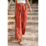 High Waist Knot Elastic Solid Pant - MVTFASHION.COM