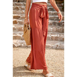 High Waist Knot Elastic Solid Pant - MVTFASHION.COM