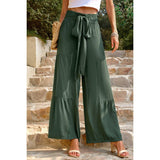 High Waist Knot Elastic Solid Pant - MVTFASHION.COM