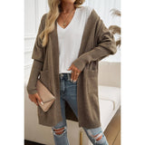 Knit Open Front Bishop Sleeves Pockets Cardigan - MVTFASHION.COM