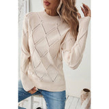 Knit Round Neck Cross Hollow Out Solid Sweater - MVTFASHION.COM