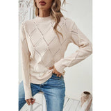 Knit Round Neck Cross Hollow Out Solid Sweater - MVTFASHION.COM