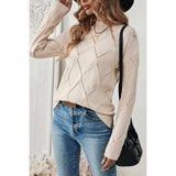 Knit Round Neck Cross Hollow Out Solid Sweater - MVTFASHION.COM