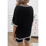 Knit Solid Deep V Neck Loose Drawstring Loose Set - MVTFASHION.COM