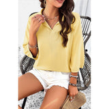 Knit Solid Loose Fit Collar Blouse Sweater - MVTFASHION.COM