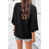 Knit Solid Loose Fit Collar Blouse Sweater - MVTFASHION.COM