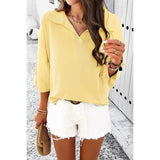 Knit Solid Loose Fit Collar Blouse Sweater - MVTFASHION.COM