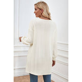 Knit Solid Pockets Loose Drop Shoulder Cardigan - MVTFASHION.COM