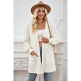 Knit Solid Pockets Loose Drop Shoulder Cardigan - MVTFASHION.COM