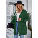 Knit Solid Pockets Loose Drop Shoulder Cardigan - MVTFASHION.COM