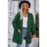 Knit Solid Pockets Loose Drop Shoulder Cardigan - MVTFASHION.COM