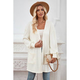 Knit Solid Pockets Loose Drop Shoulder Cardigan - MVTFASHION.COM