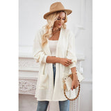 Knit Solid Pockets Loose Drop Shoulder Cardigan - MVTFASHION.COM