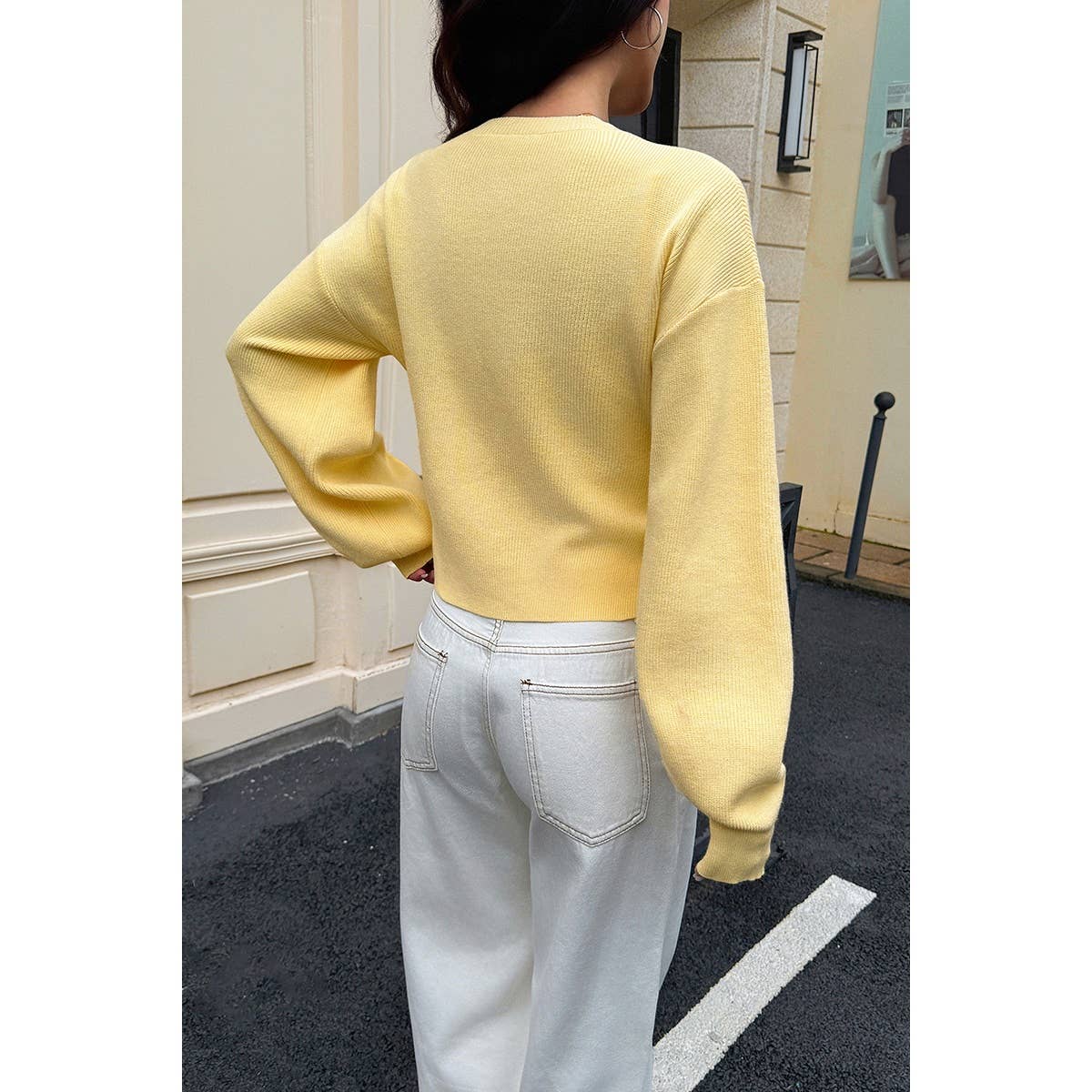 Knit Solid Round Neck Button Down Cardigan - MVTFASHION.COM