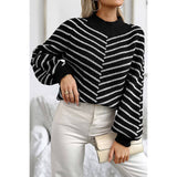 Knit Strip Color Block Loose Long Sleeves Sweater - MVTFASHION.COM