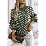 Knit Strip Color Block Loose Long Sleeves Sweater - MVTFASHION.COM