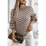 Knit Strip Color Block Loose Long Sleeves Sweater - MVTFASHION.COM