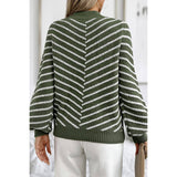 Knit Strip Color Block Loose Long Sleeves Sweater - MVTFASHION.COM