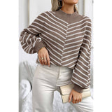 Knit Strip Color Block Loose Long Sleeves Sweater - MVTFASHION.COM