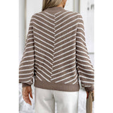 Knit Strip Color Block Loose Long Sleeves Sweater - MVTFASHION.COM