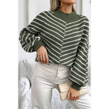 Knit Strip Color Block Loose Long Sleeves Sweater - MVTFASHION.COM