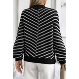 Knit Strip Color Block Loose Long Sleeves Sweater - MVTFASHION.COM