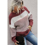 Knit Strip Long Sleeves Sweater - MVTFASHION.COM