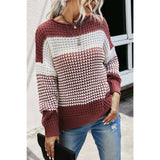 Knit Strip Long Sleeves Sweater - MVTFASHION.COM