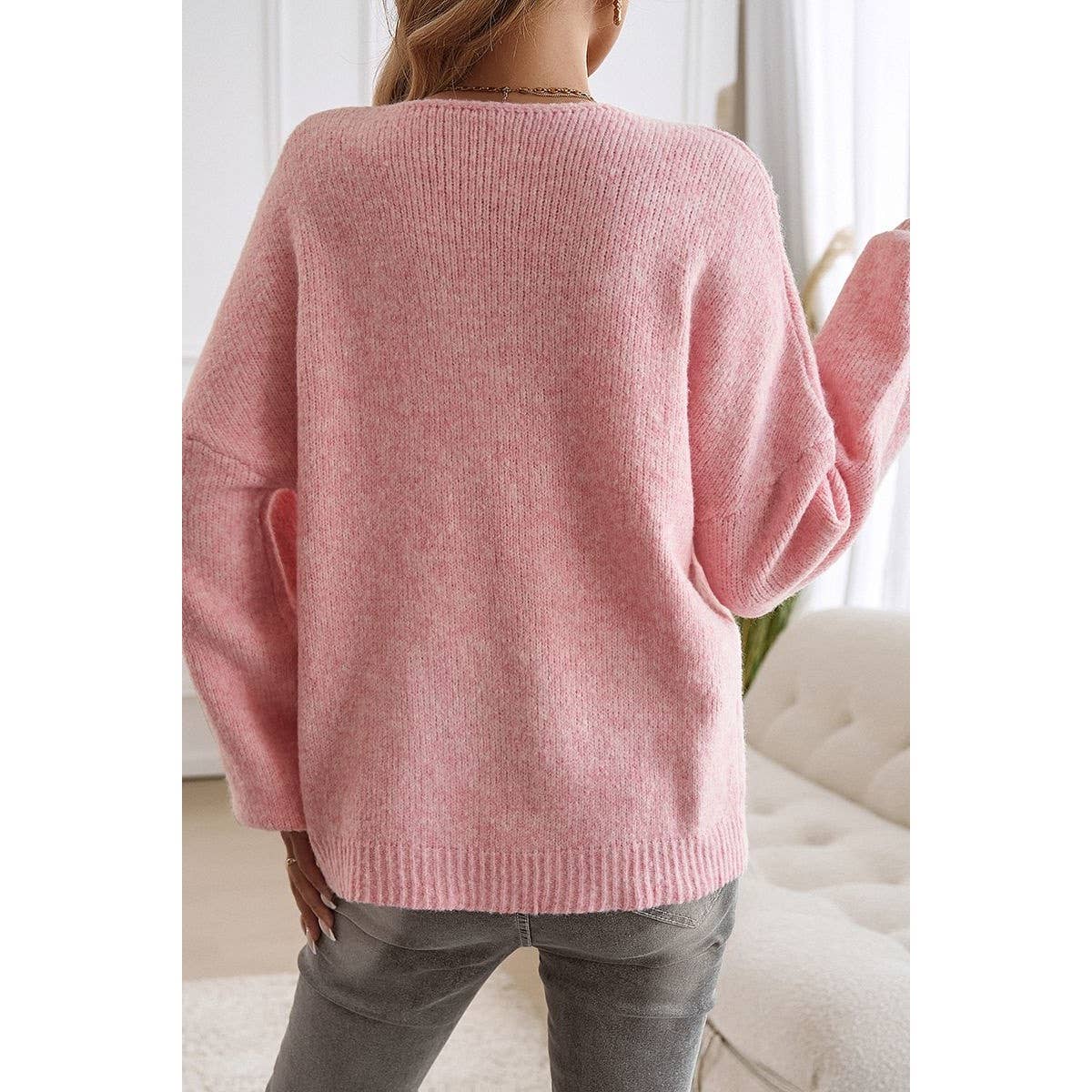 Knit Tied Round Neck Dropped Shoulder Cardigan - MVTFASHION.COM