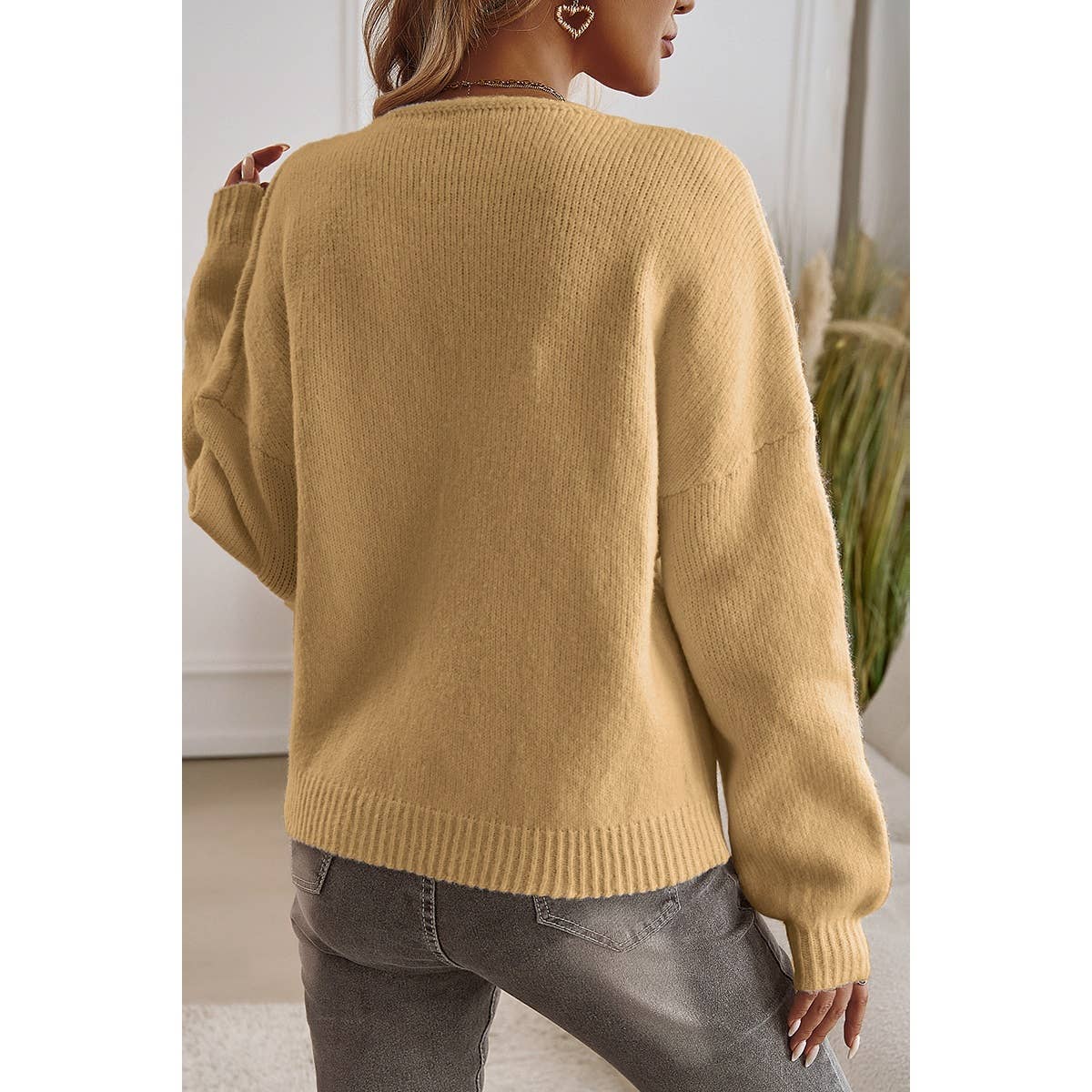 Knit Tied Round Neck Dropped Shoulder Cardigan - MVTFASHION.COM