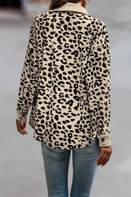 Leopard Lepal Open Front Jacket - MVTFASHION.COM