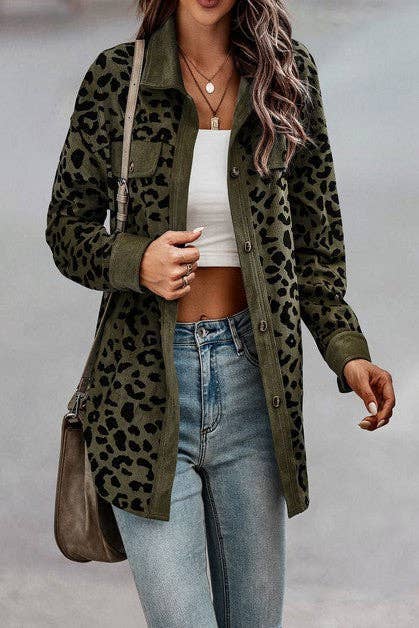 Leopard Lepal Open Front Jacket - MVTFASHION.COM