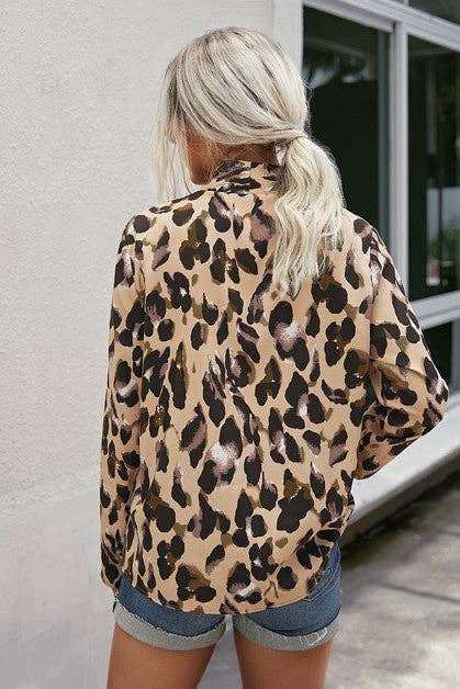 Leopard Print V Neck Top - MVTFASHION.COM