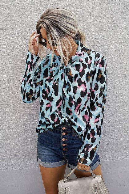 Leopard Print V Neck Top - MVTFASHION.COM