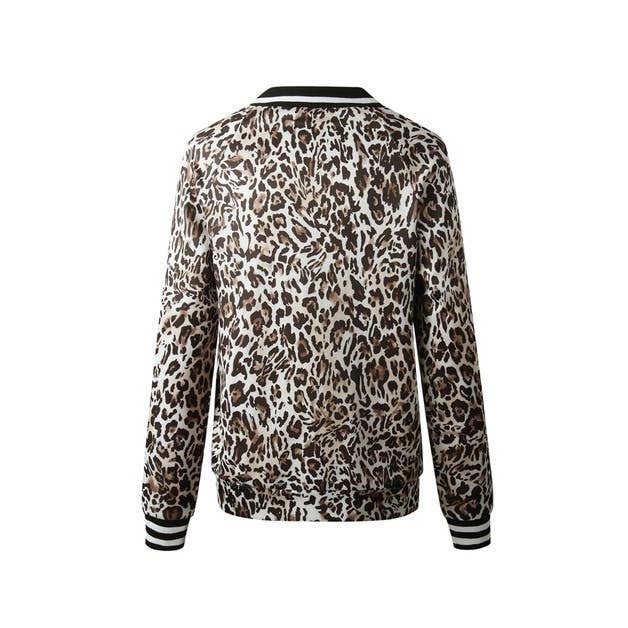 Leopard Printed Zip Up Bomber Jacket - MVTFASHION.COM