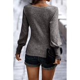 Low Neck Strip Knit Fit Shirt Top - MVTFASHION.COM