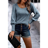 Low Neck Strip Knit Fit Shirt Top - MVTFASHION.COM