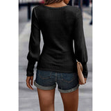 Low Neck Strip Knit Fit Shirt Top - MVTFASHION.COM