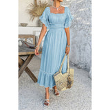 Off Shoulder Bodycon Backless Ruffle Trim Dress - MVTFASHION.COM